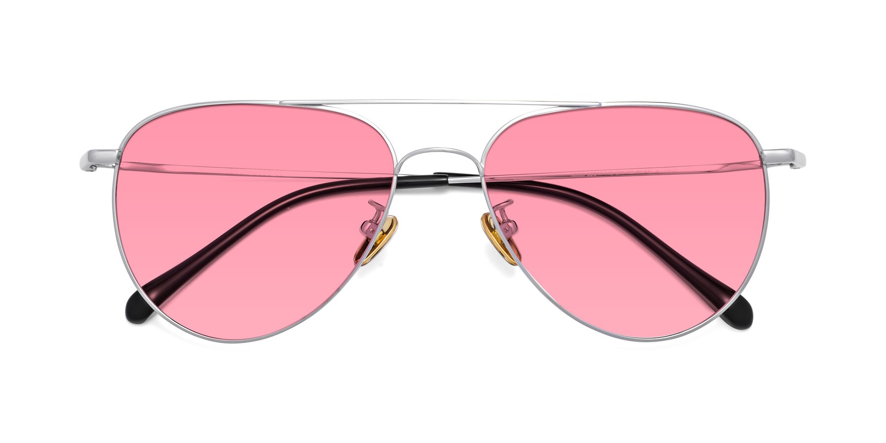 Folded Front of Hindley in Silver with Pink Tinted Lenses