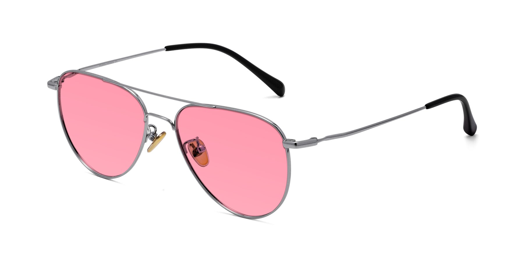 Angle of Hindley in Silver with Pink Tinted Lenses