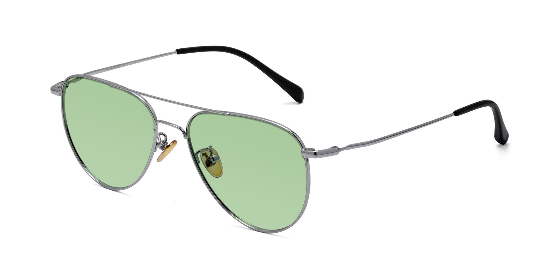 Angle of Hindley in Silver with Medium Green Tinted Lenses
