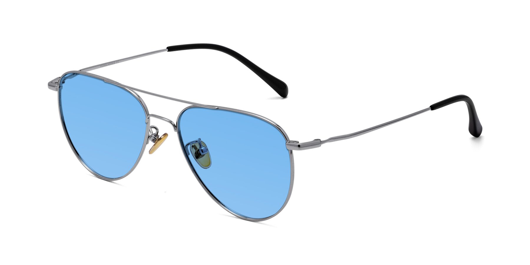 Angle of Hindley in Silver with Medium Blue Tinted Lenses