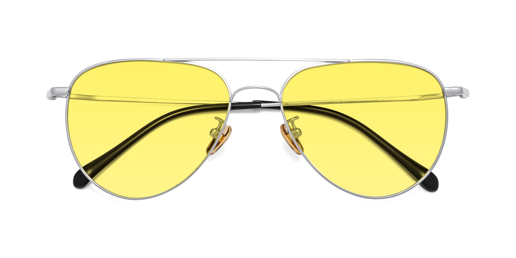 Folded Front of Hindley in Silver with Medium Yellow Tinted Lenses