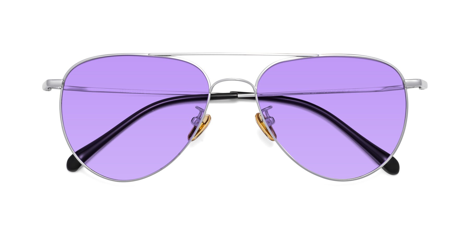 Folded Front of 80060 in Silver with Medium Purple Tinted Lenses