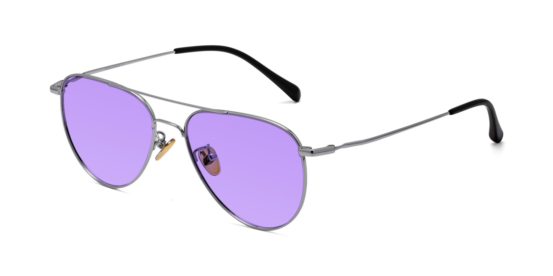 Angle of 80060 in Silver with Medium Purple Tinted Lenses