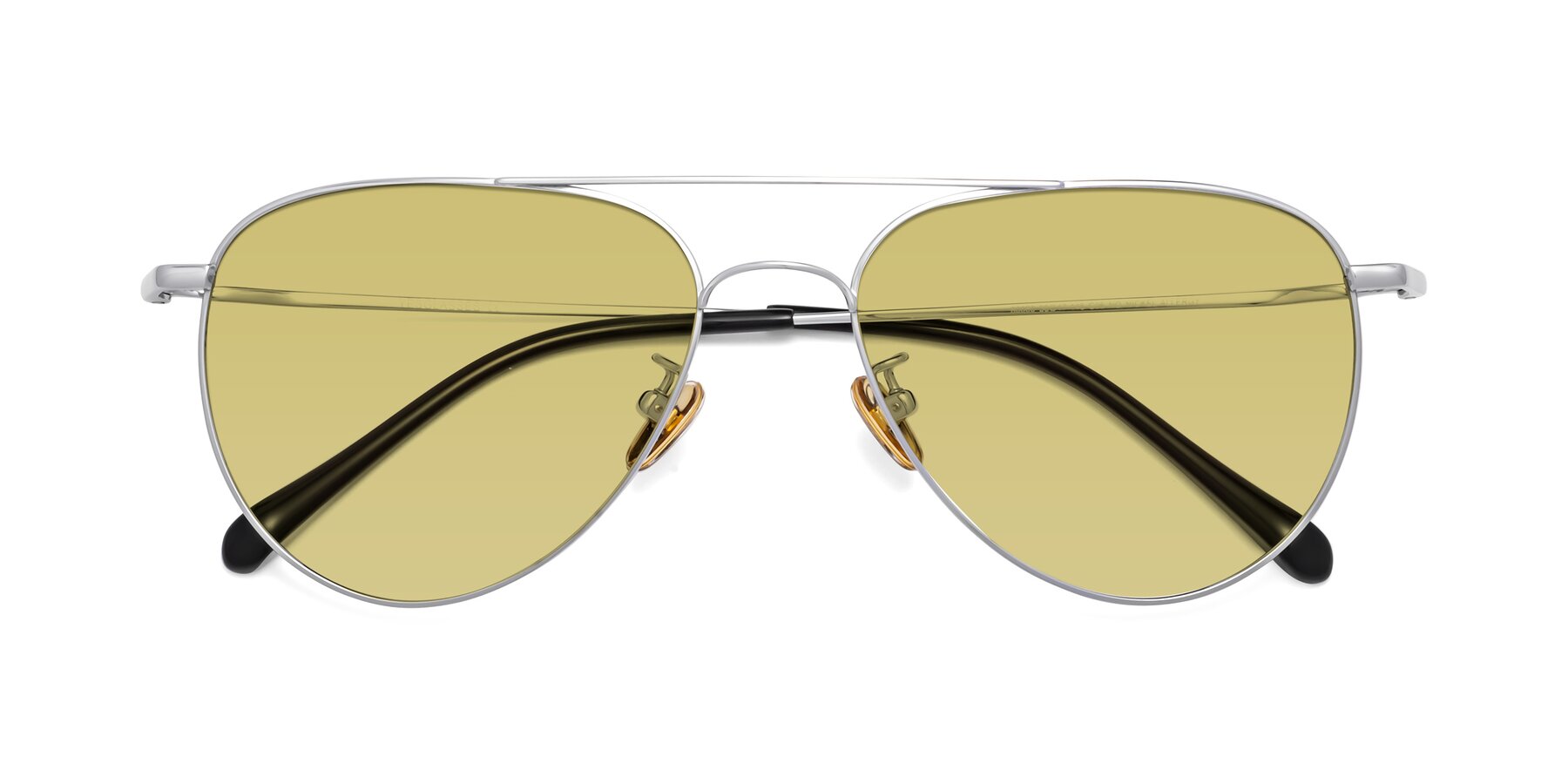 Folded Front of Hindley in Silver with Medium Champagne Tinted Lenses