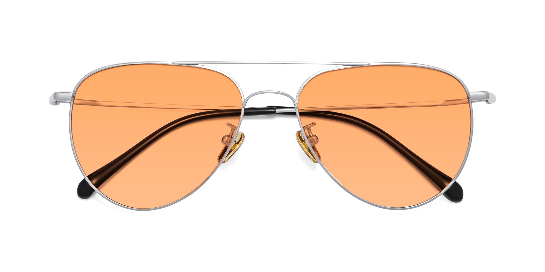 Folded Front of Hindley in Silver with Medium Orange Tinted Lenses