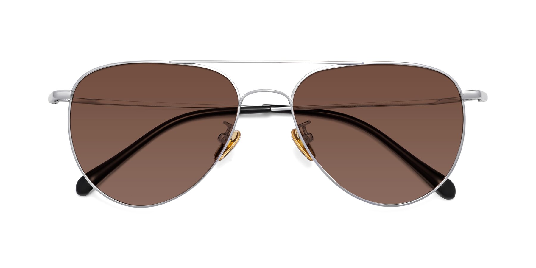Gold Classic Titanium Aviator Tinted Sunglasses with Light Brown Sunwear  Lenses - Hindley