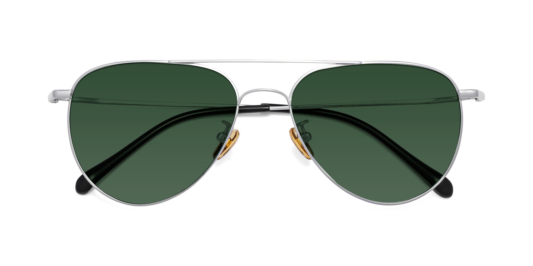 Folded Front of Hindley in Silver with Green Tinted Lenses