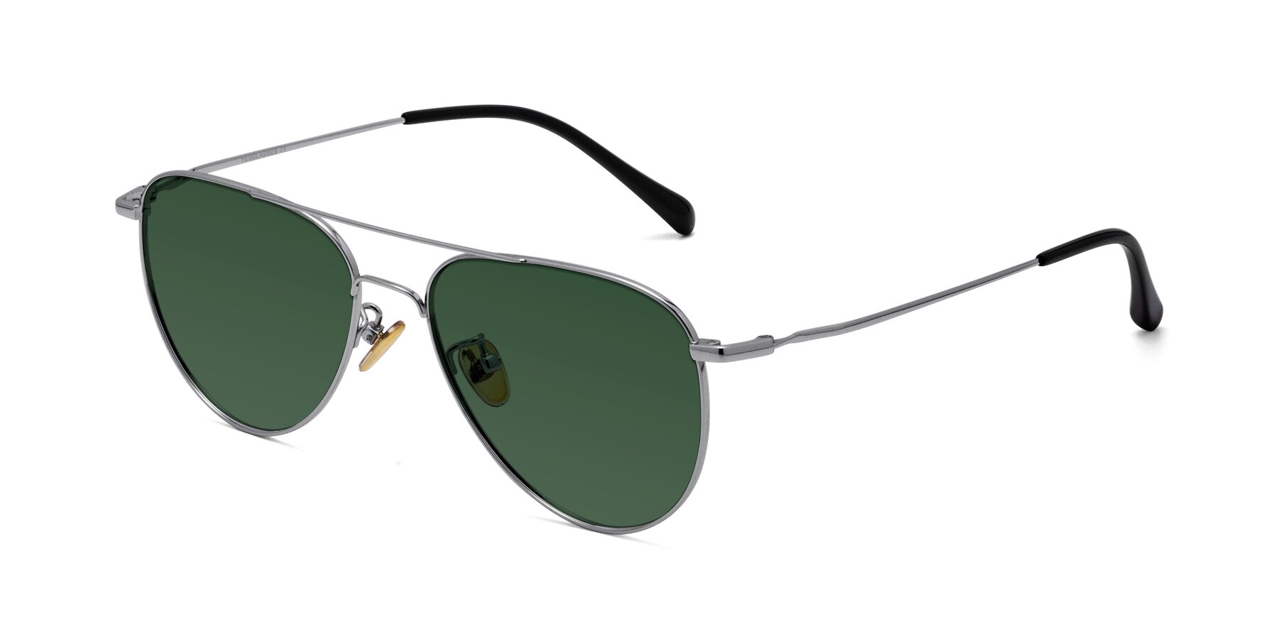 Angle of Hindley in Silver with Green Tinted Lenses