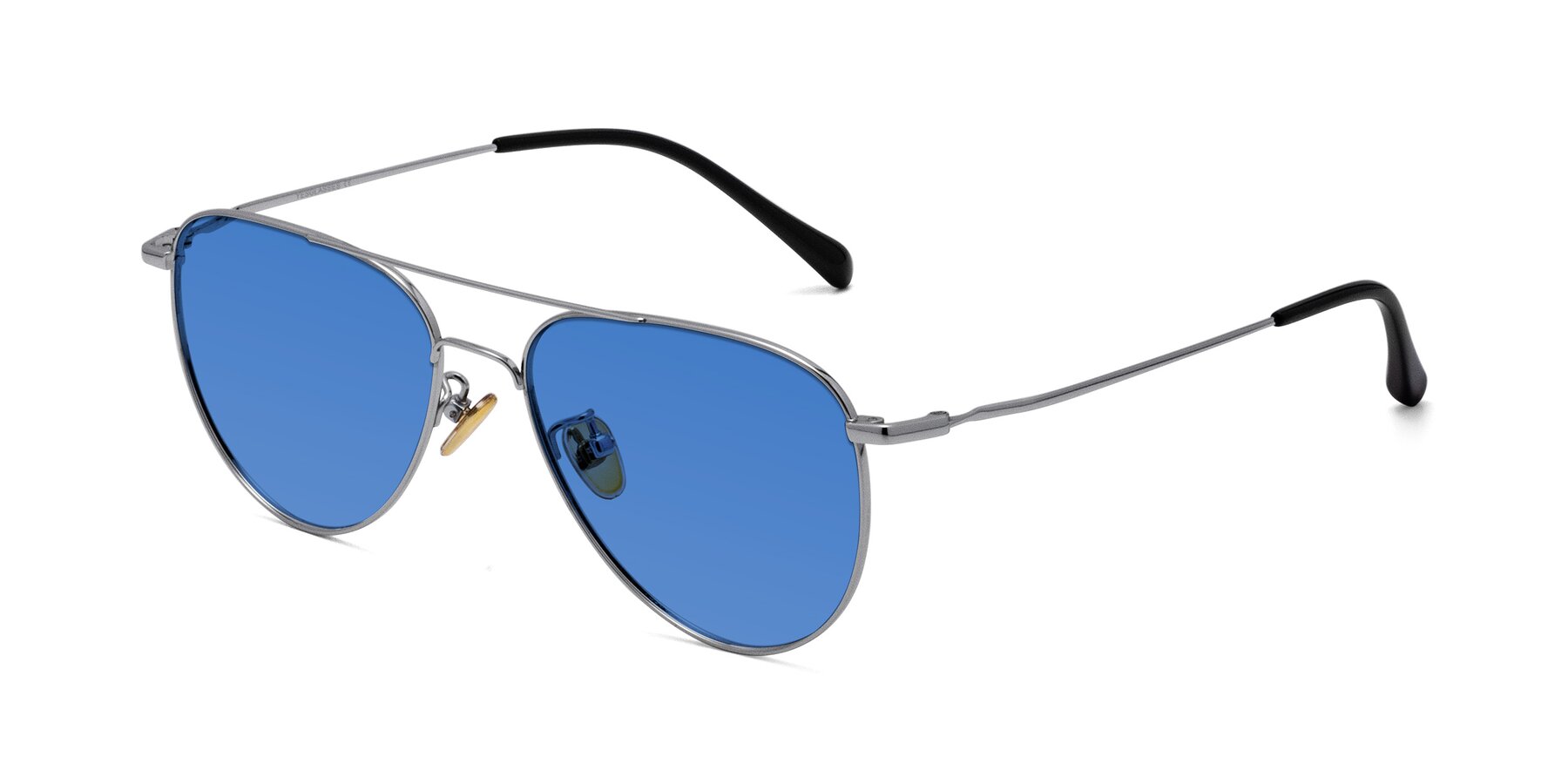 Angle of Hindley in Silver with Blue Tinted Lenses
