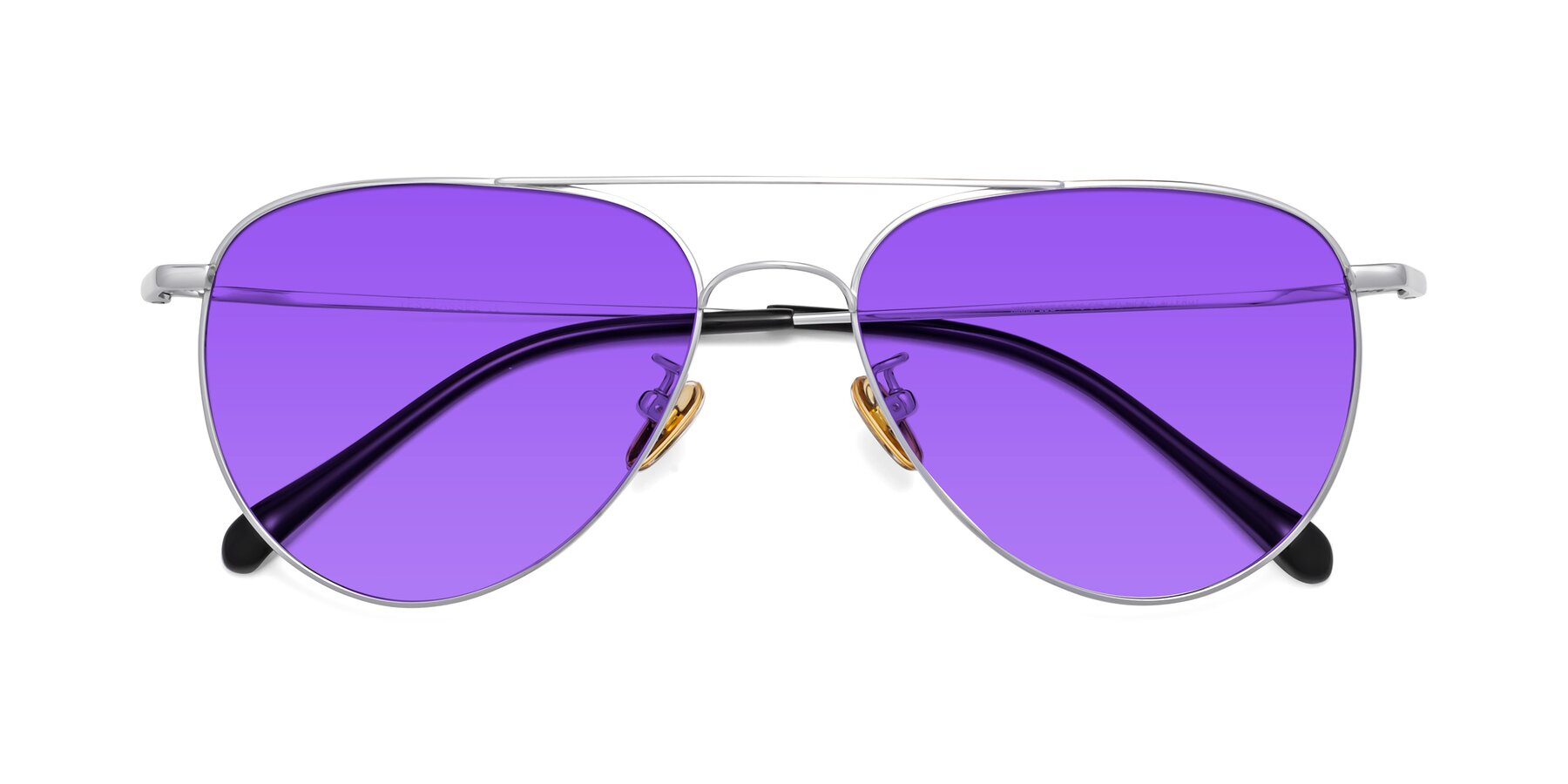 Folded Front of Hindley in Silver with Purple Tinted Lenses
