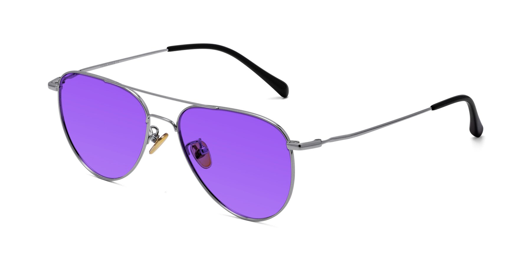Angle of Hindley in Silver with Purple Tinted Lenses