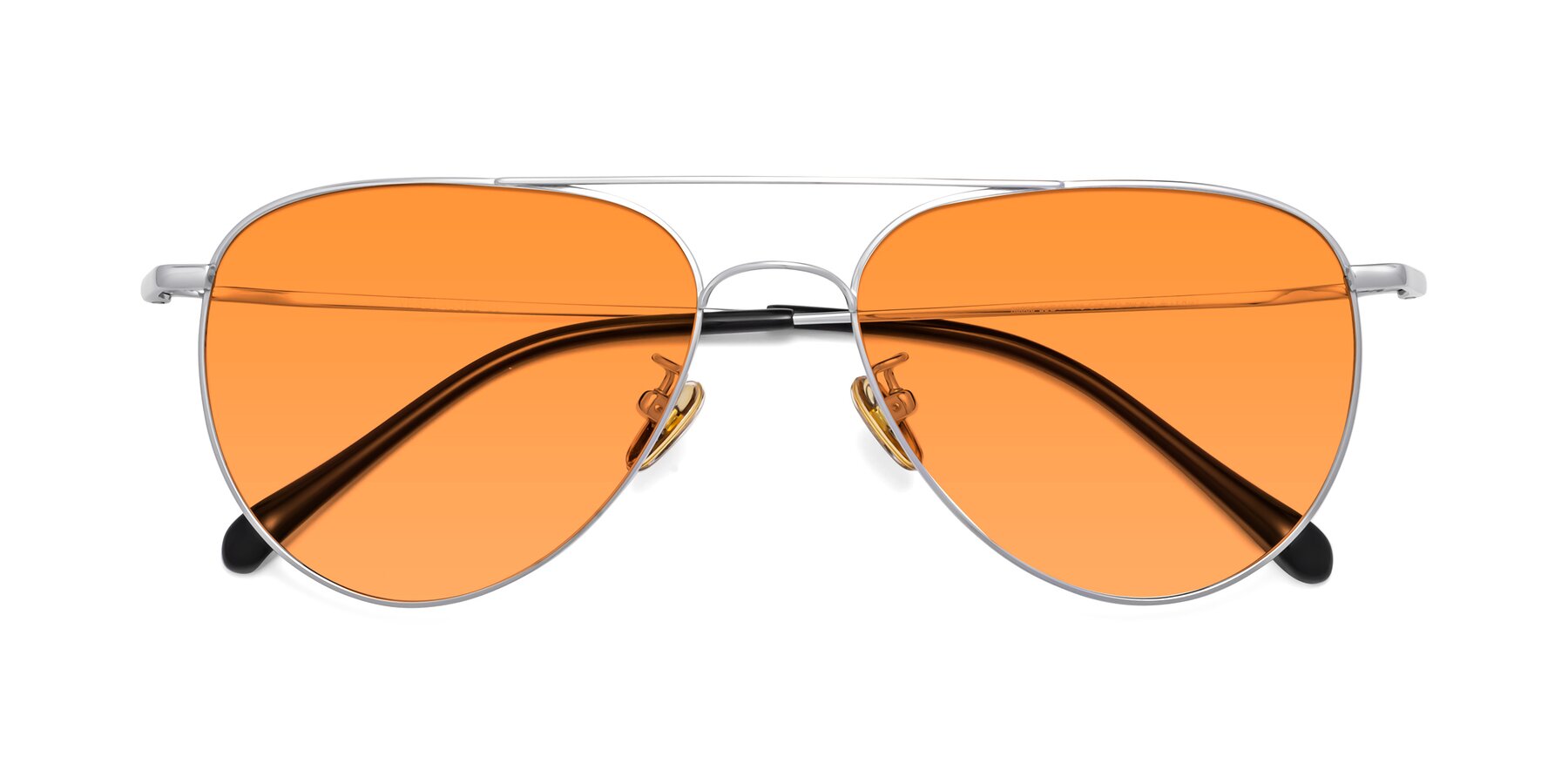 Folded Front of Hindley in Silver with Orange Tinted Lenses