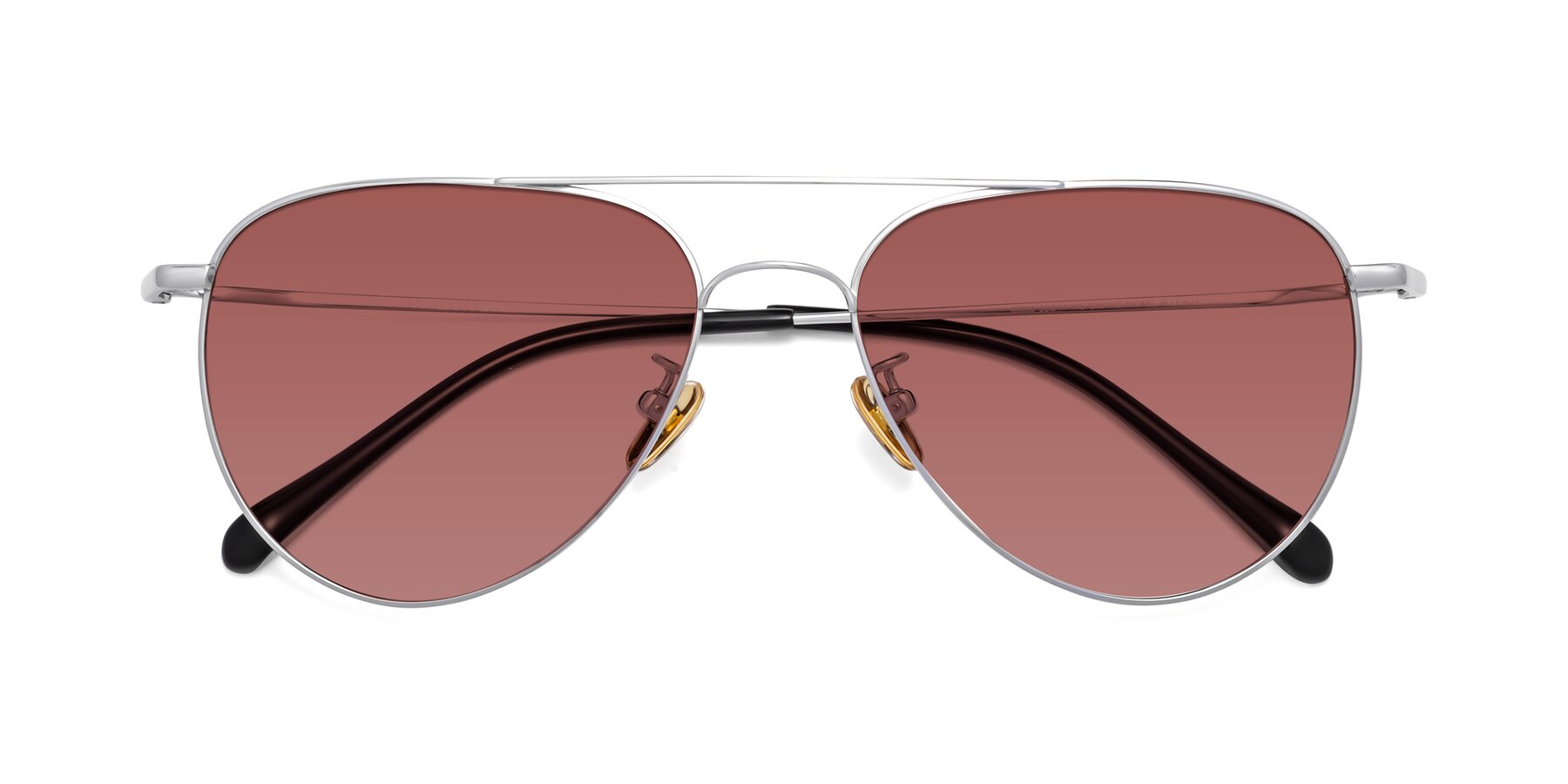 Folded Front of Hindley in Silver with Garnet Tinted Lenses