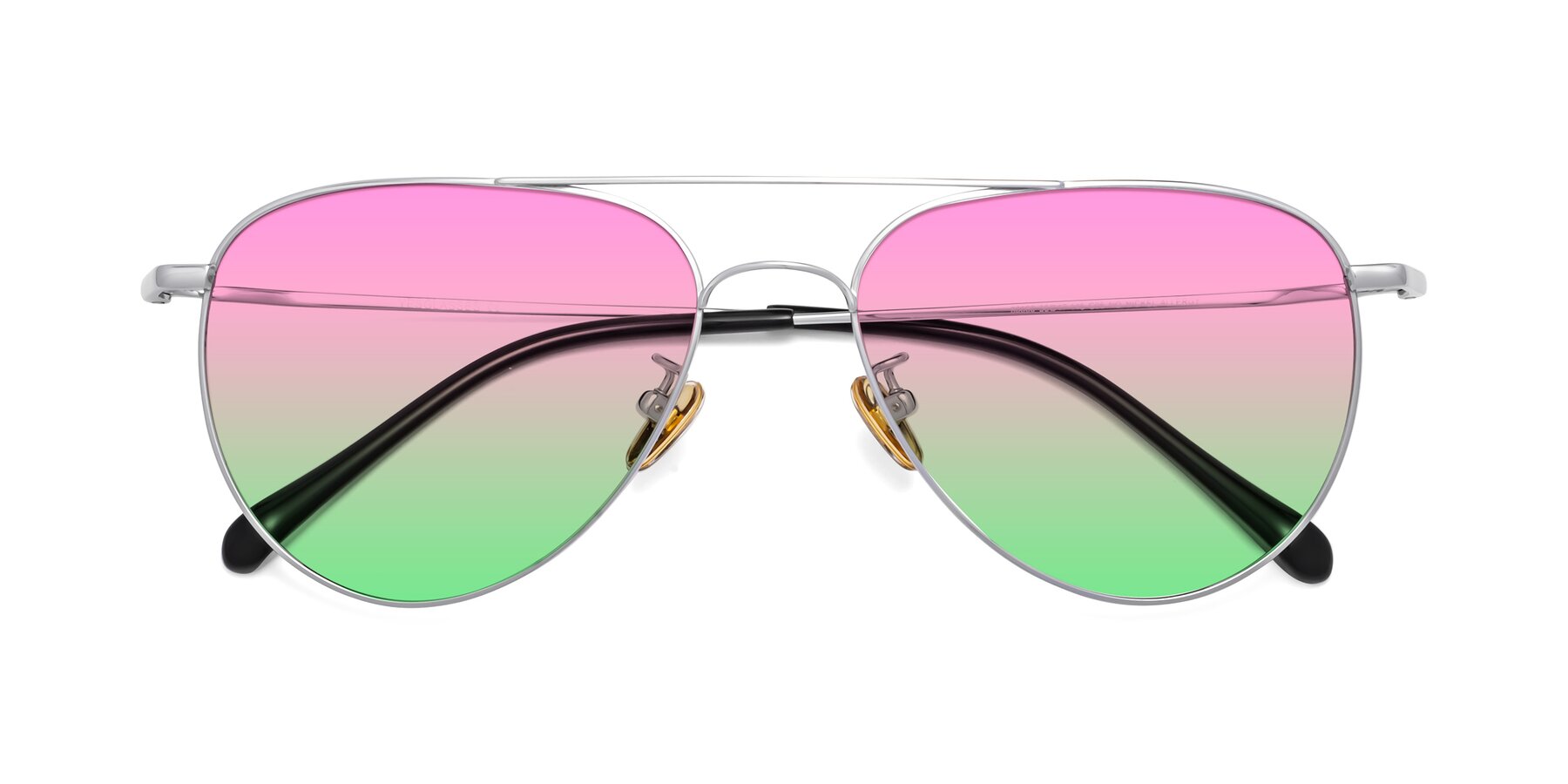 Folded Front of Hindley in Silver with Pink / Green Gradient Lenses