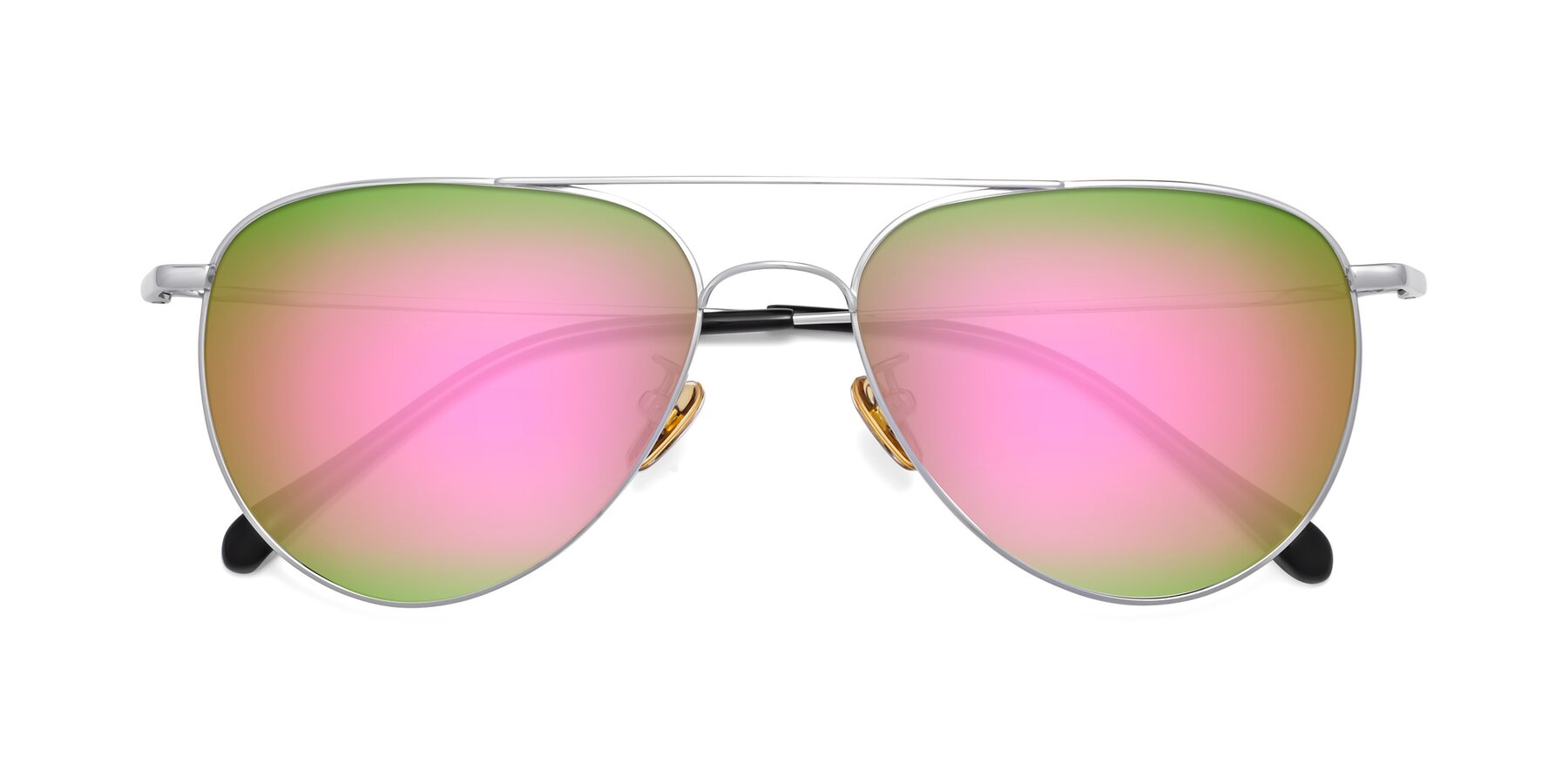 Folded Front of Hindley in Silver with Pink Mirrored Lenses