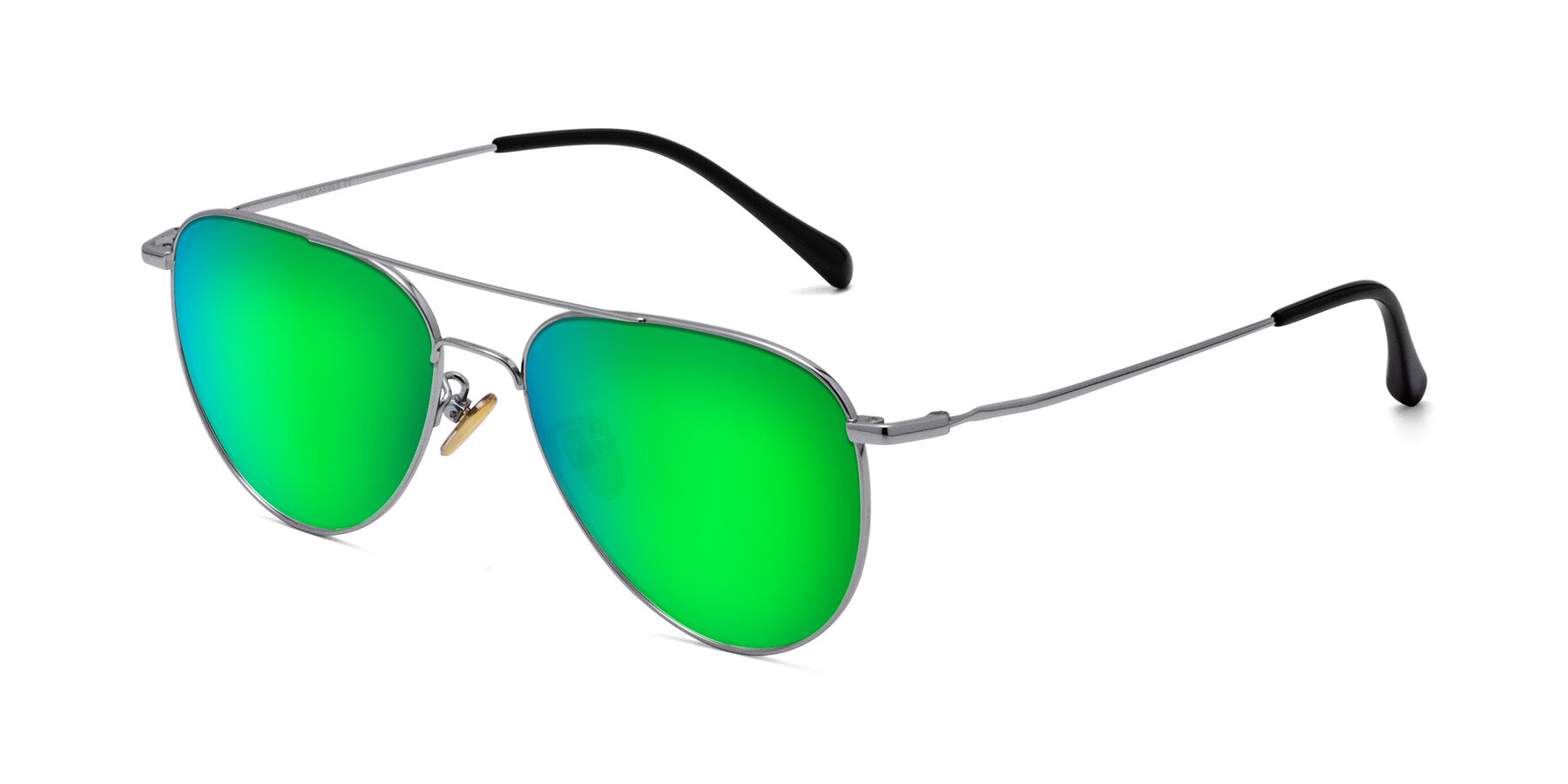 Angle of Hindley in Silver with Green Mirrored Lenses