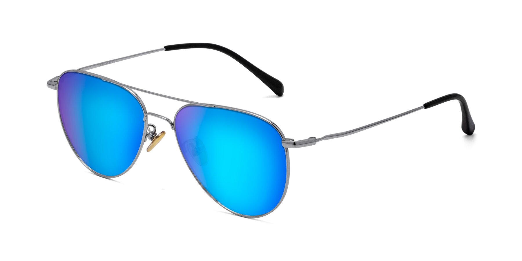 Angle of Hindley in Silver with Blue Mirrored Lenses