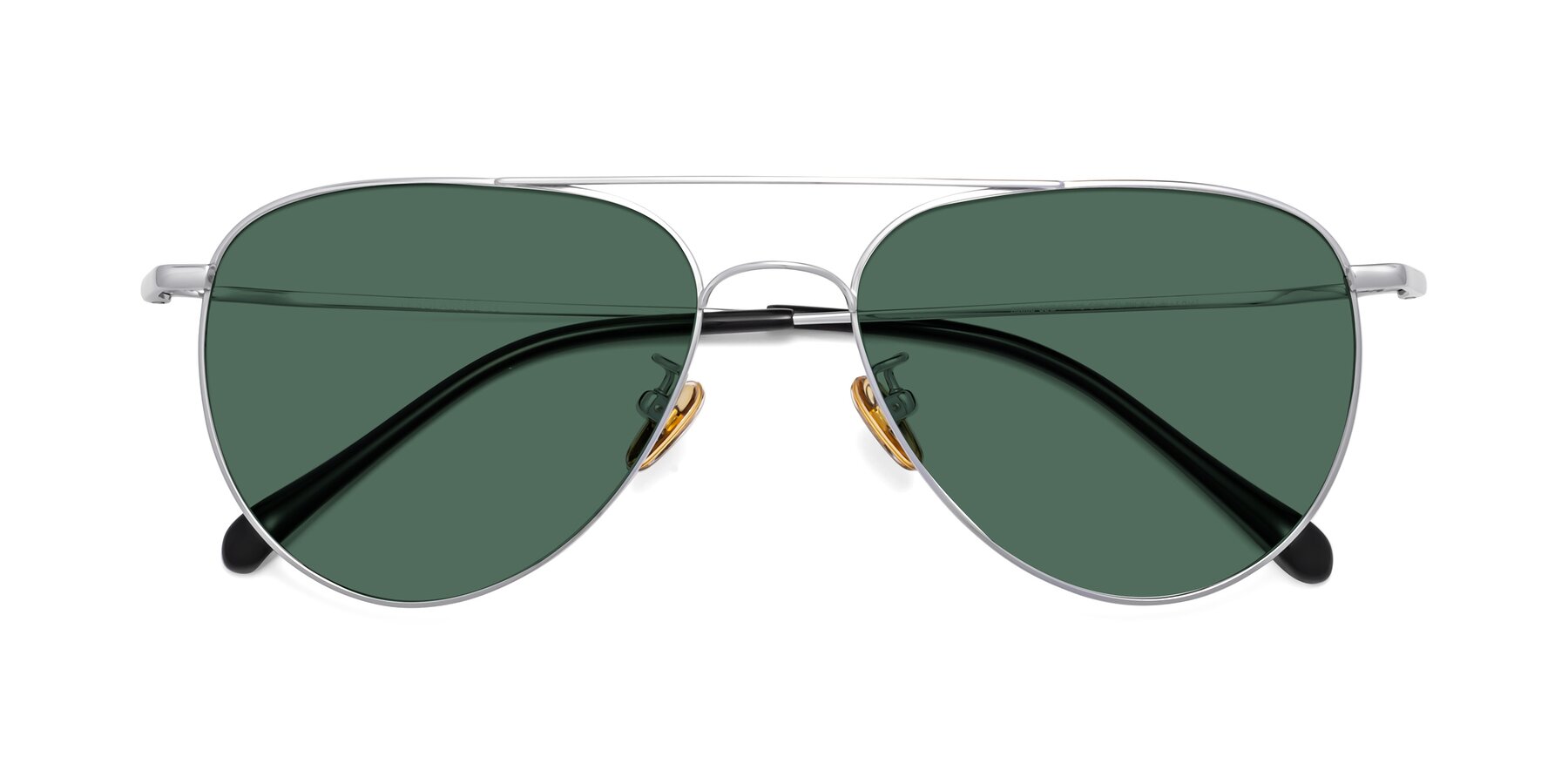 Folded Front of Hindley in Silver with Green Polarized Lenses