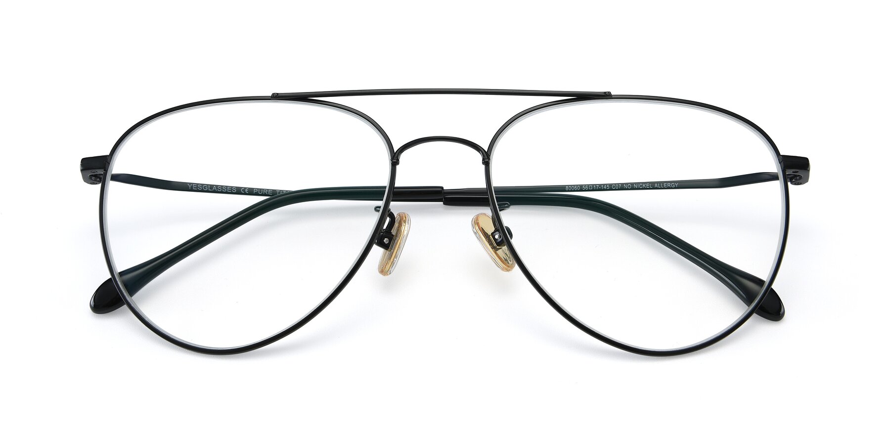 Folded Front of 80060 in Black with Clear Eyeglass Lenses