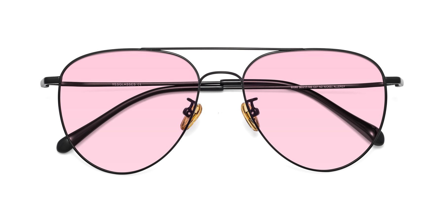Folded Front of Hindley in Black with Light Pink Tinted Lenses