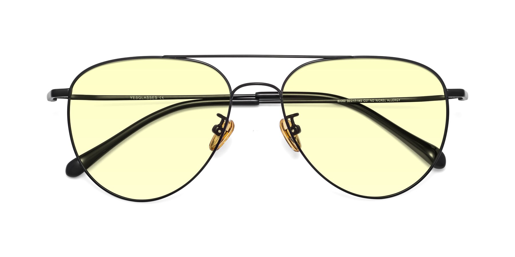 Folded Front of Hindley in Black with Light Yellow Tinted Lenses