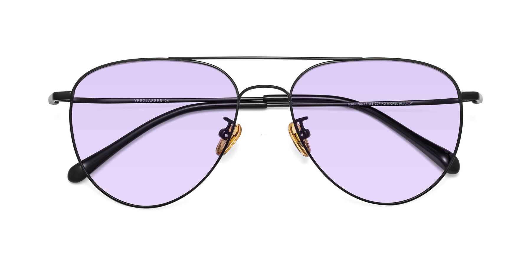 Folded Front of Hindley in Black with Light Purple Tinted Lenses