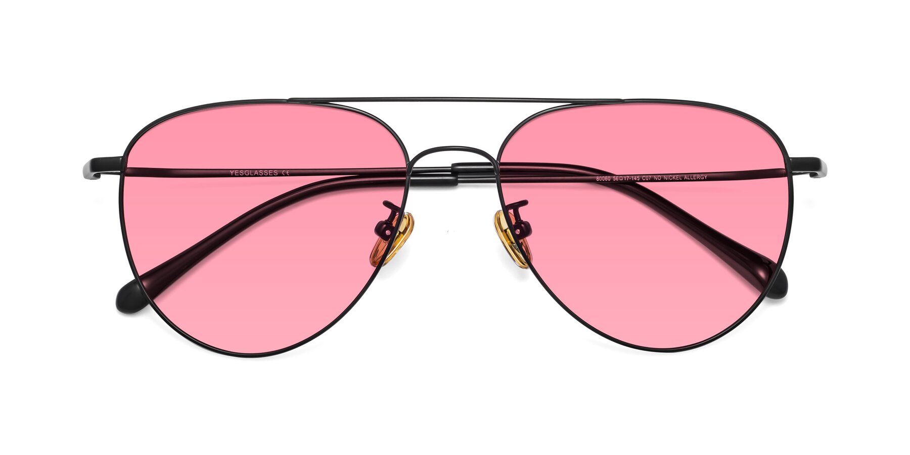 Folded Front of Hindley in Black with Pink Tinted Lenses