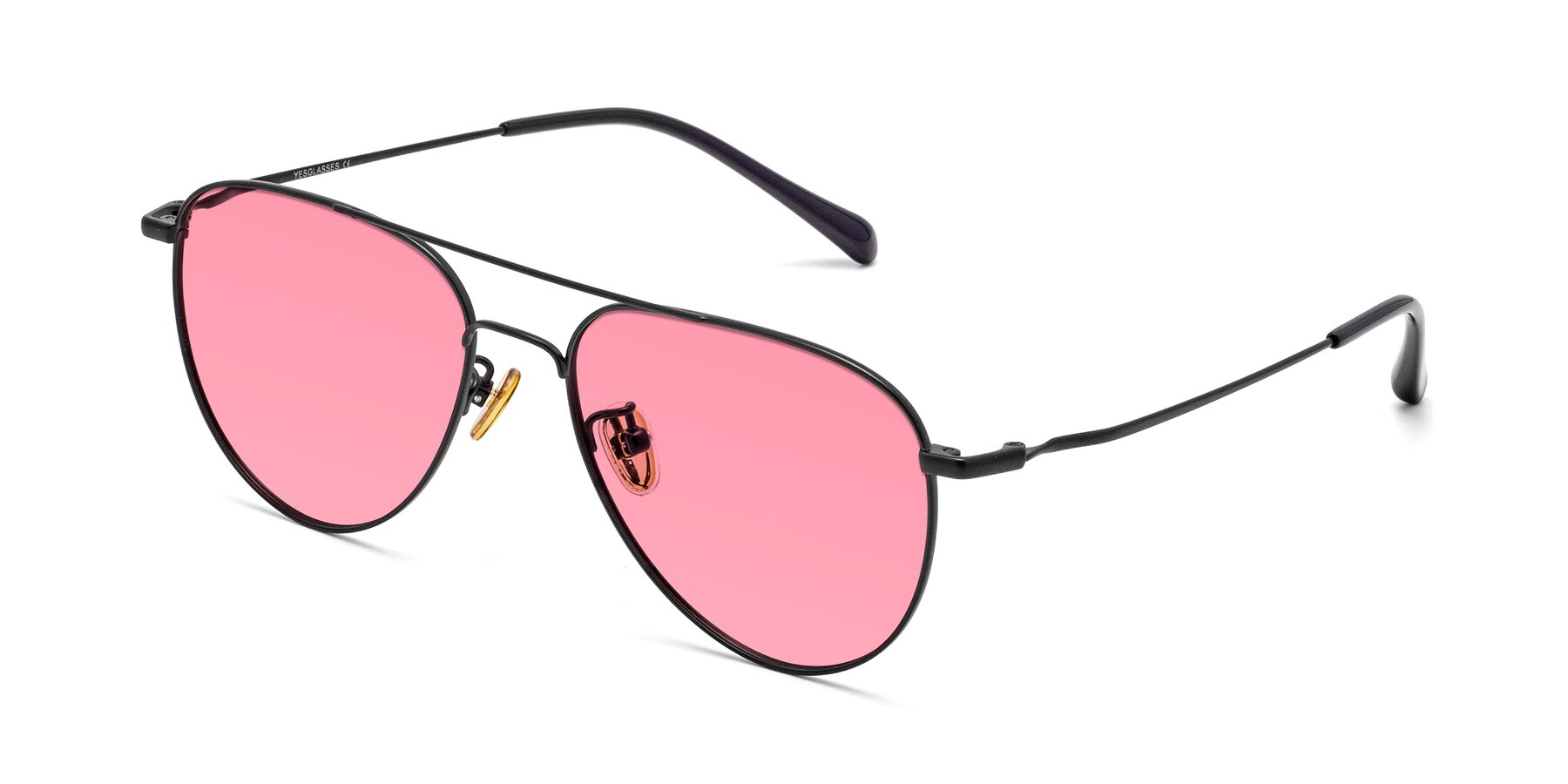 Angle of Hindley in Black with Pink Tinted Lenses