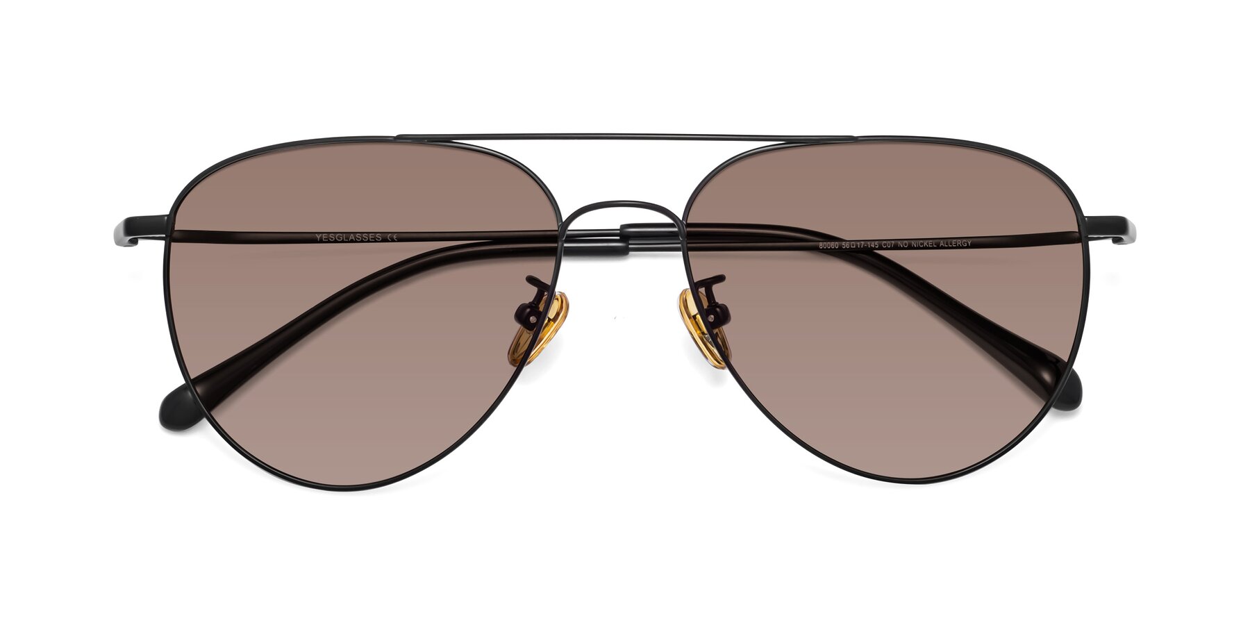 Folded Front of Hindley in Black with Medium Brown Tinted Lenses