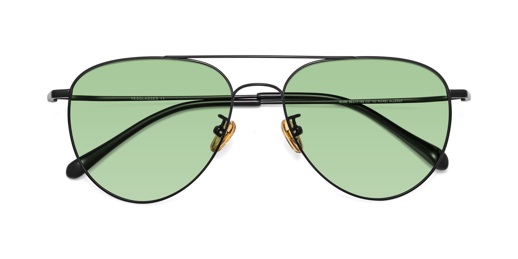 Folded Front of Hindley in Black with Medium Green Tinted Lenses