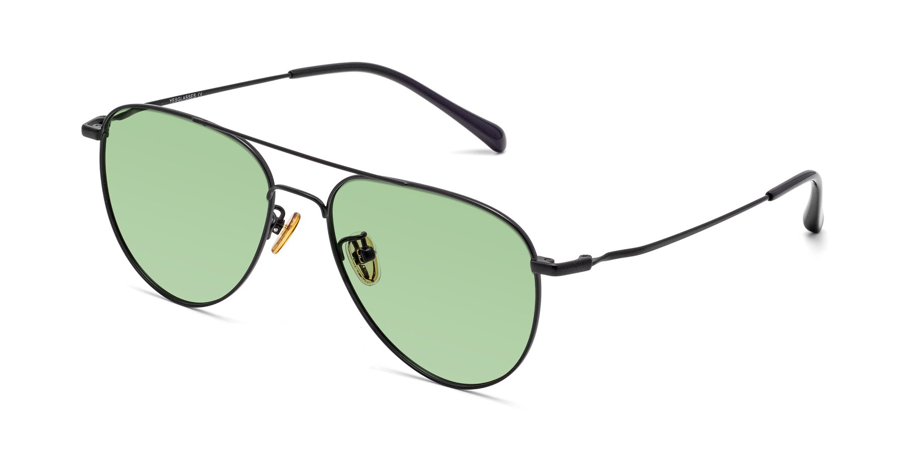 Angle of Hindley in Black with Medium Green Tinted Lenses