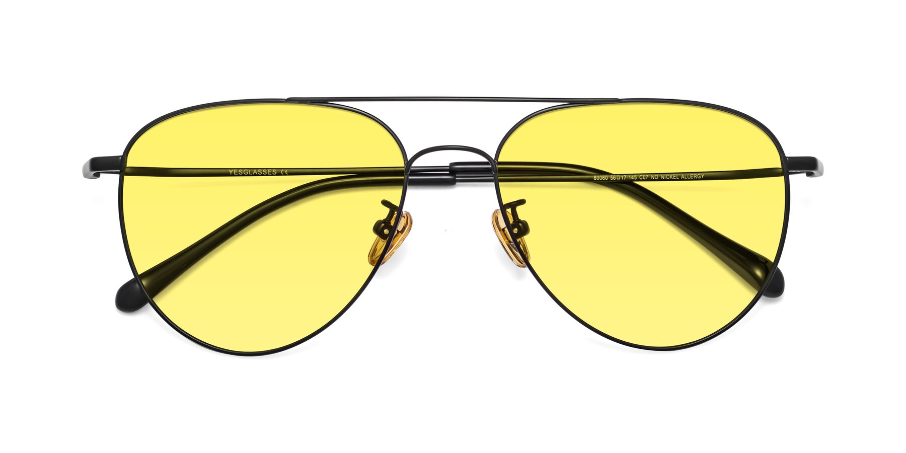 Folded Front of Hindley in Black with Medium Yellow Tinted Lenses