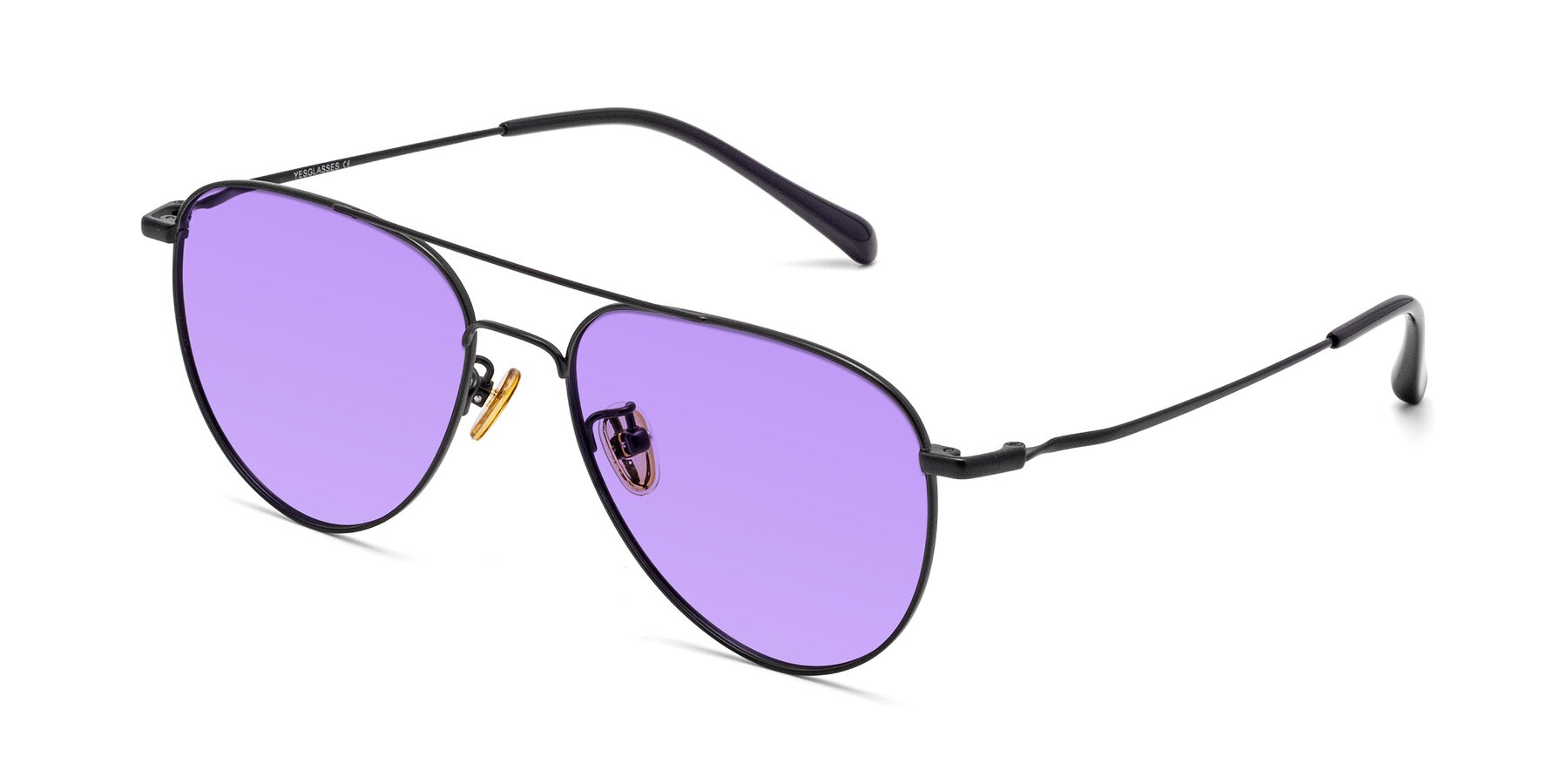 Angle of Hindley in Black with Medium Purple Tinted Lenses