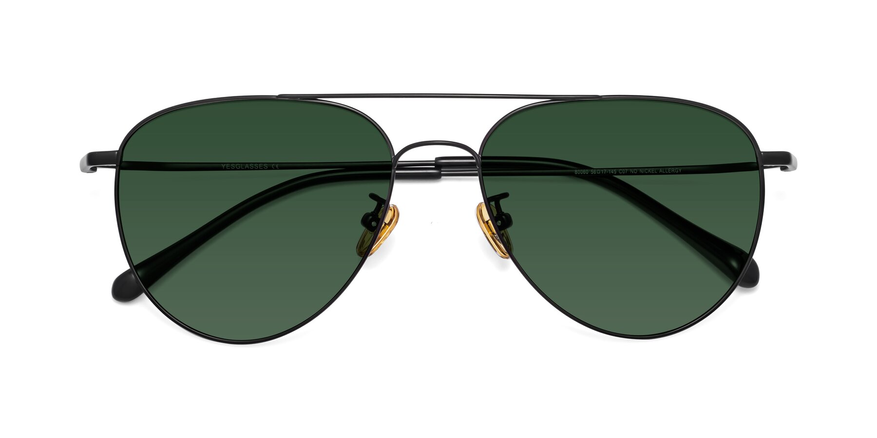 Folded Front of Hindley in Black with Green Tinted Lenses