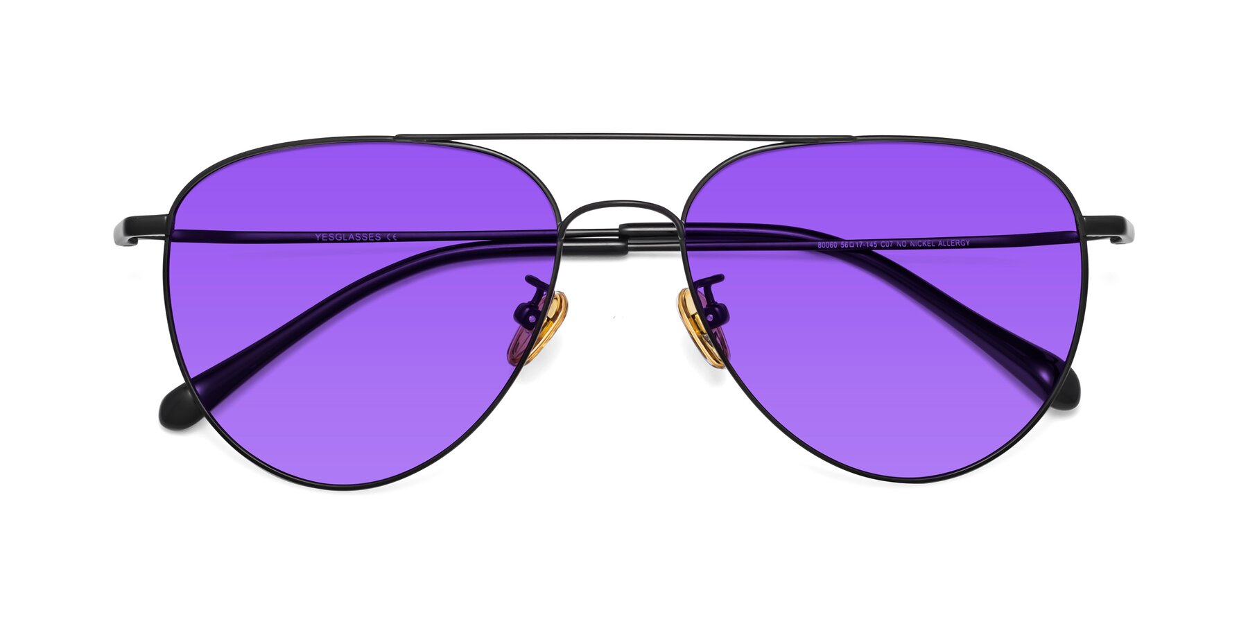 Folded Front of Hindley in Black with Purple Tinted Lenses