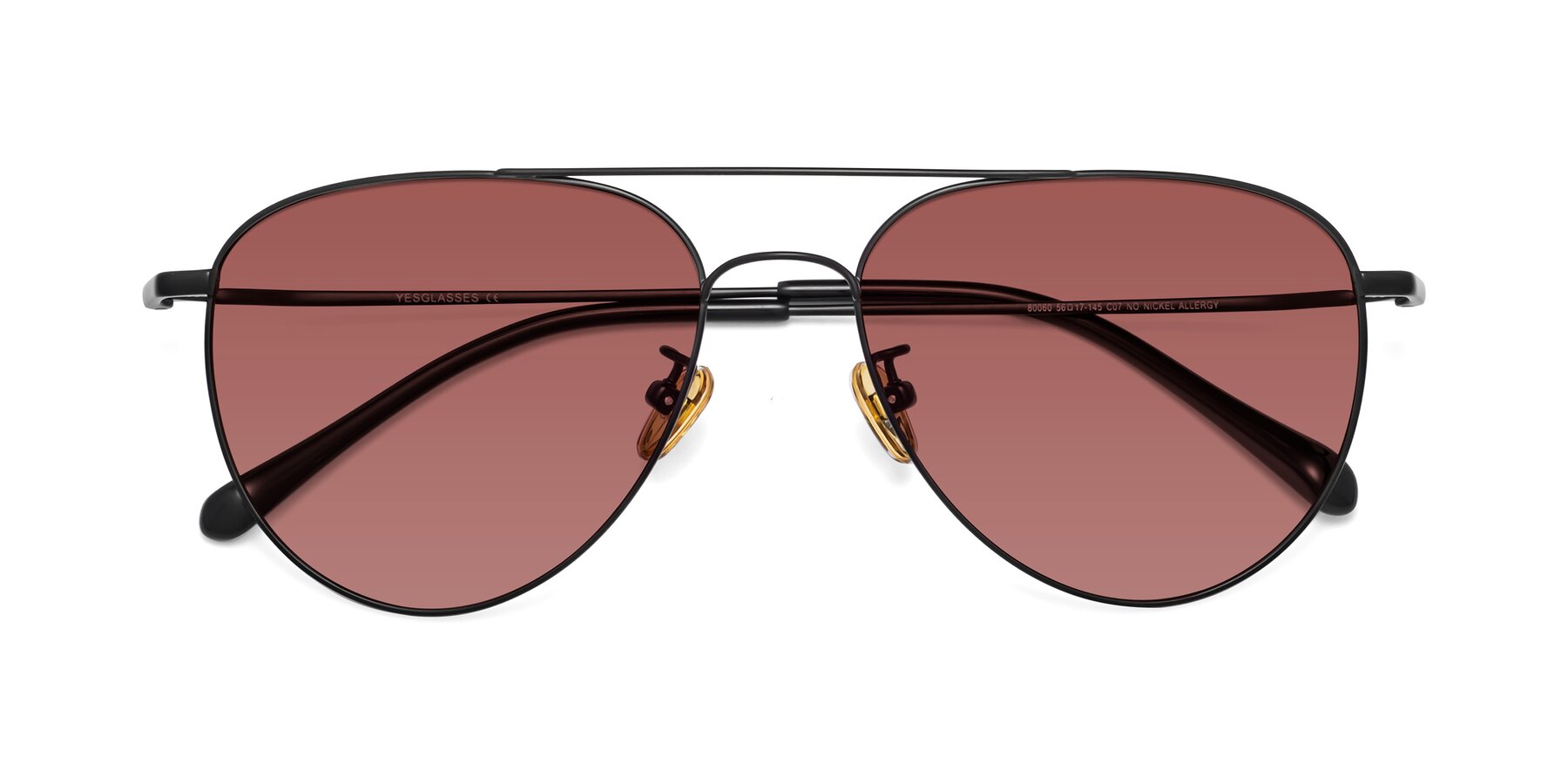 Folded Front of Hindley in Black with Garnet Tinted Lenses