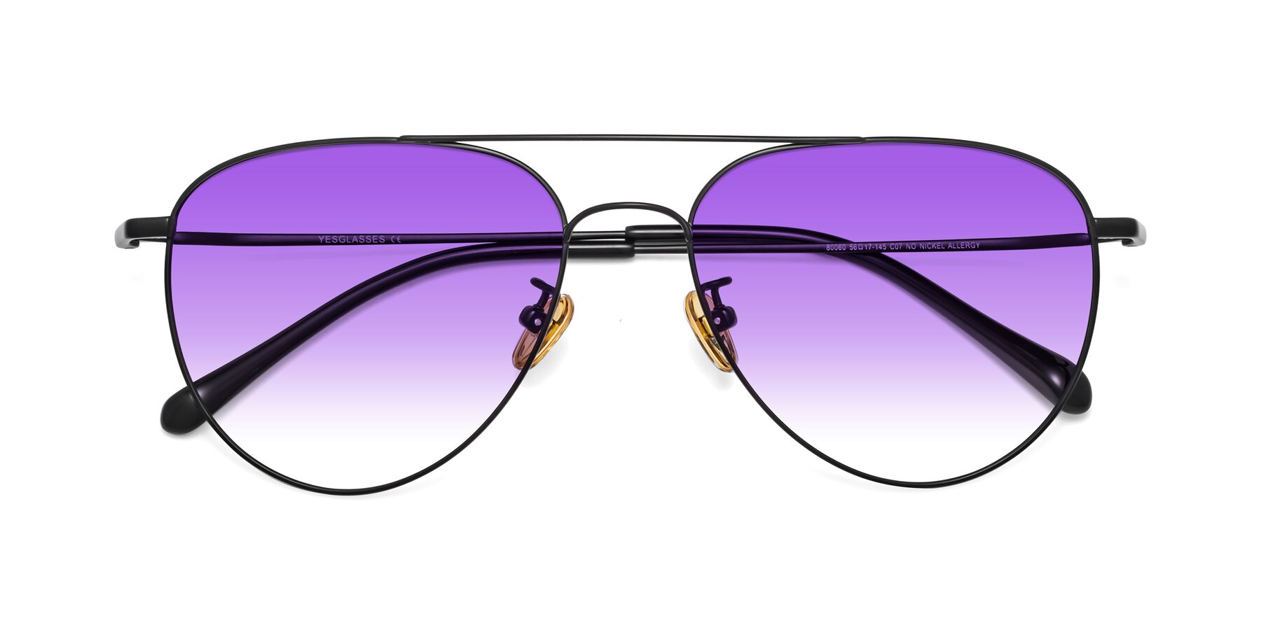 Folded Front of 80060 in Black with Purple Gradient Lenses