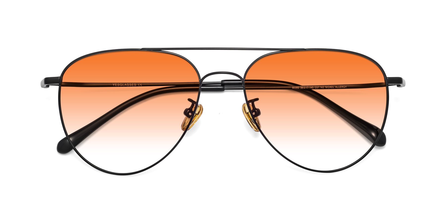 Folded Front of 80060 in Black with Orange Gradient Lenses