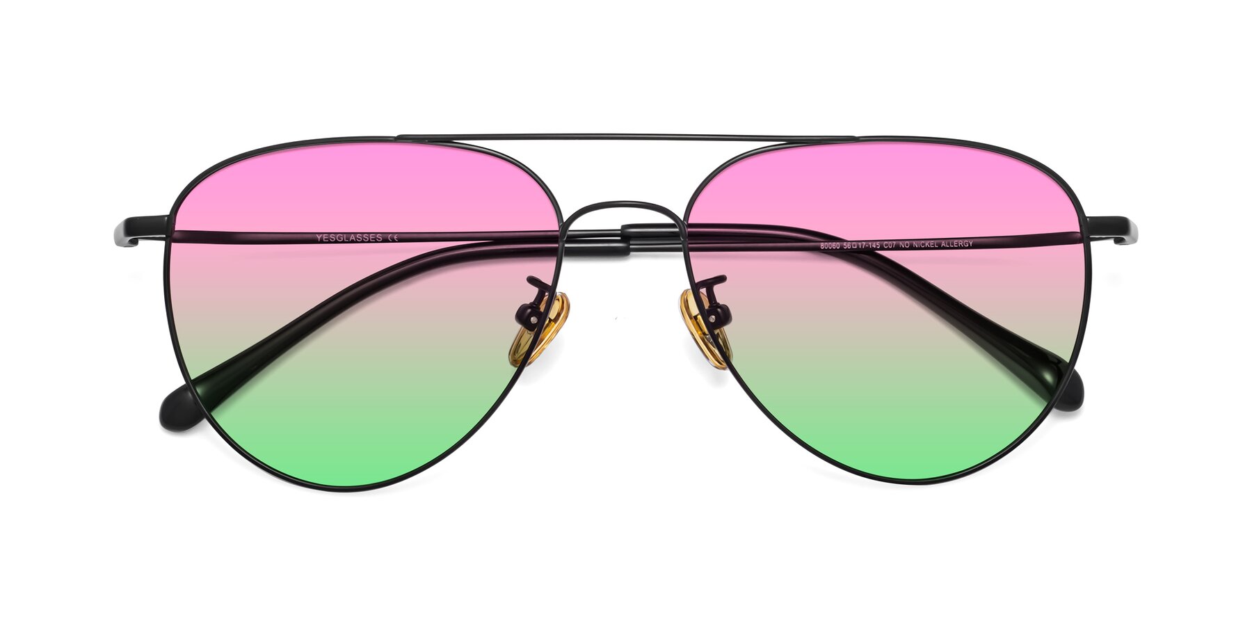 Folded Front of Hindley in Black with Pink / Green Gradient Lenses