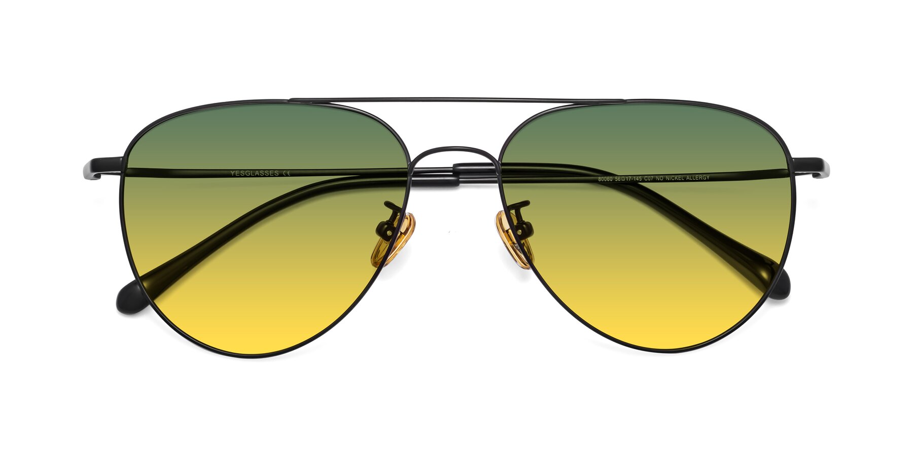Folded Front of 80060 in Black with Green / Yellow Gradient Lenses