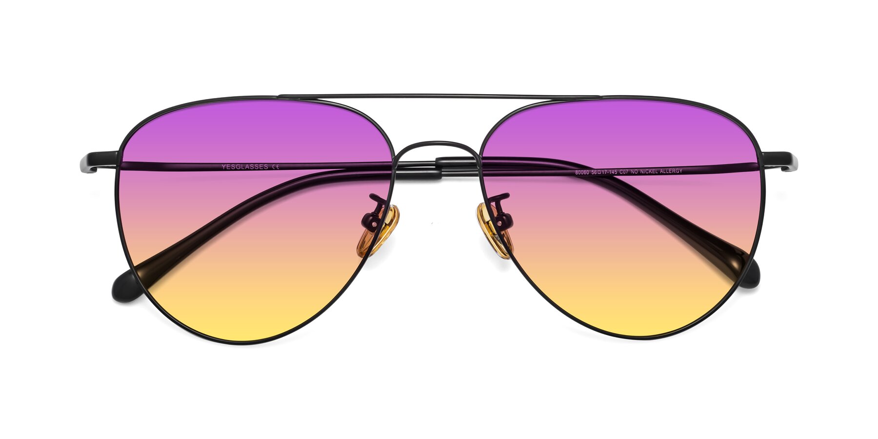Folded Front of 80060 in Black with Purple / Yellow Gradient Lenses