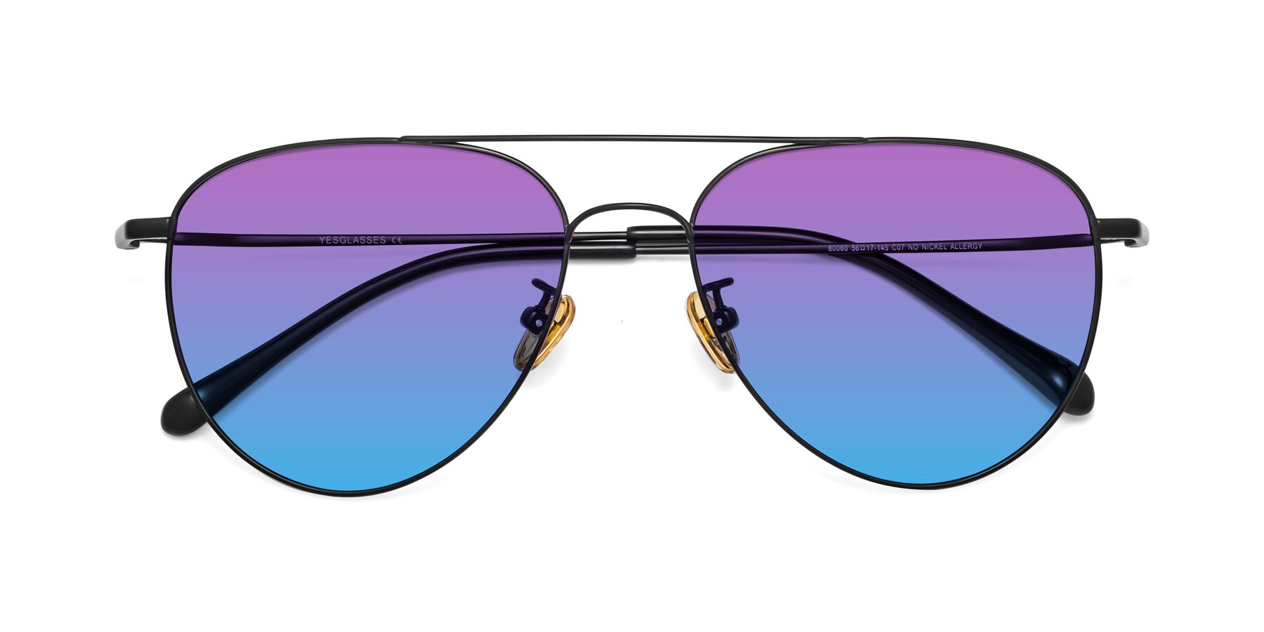 Folded Front of 80060 in Black with Purple / Blue Gradient Lenses