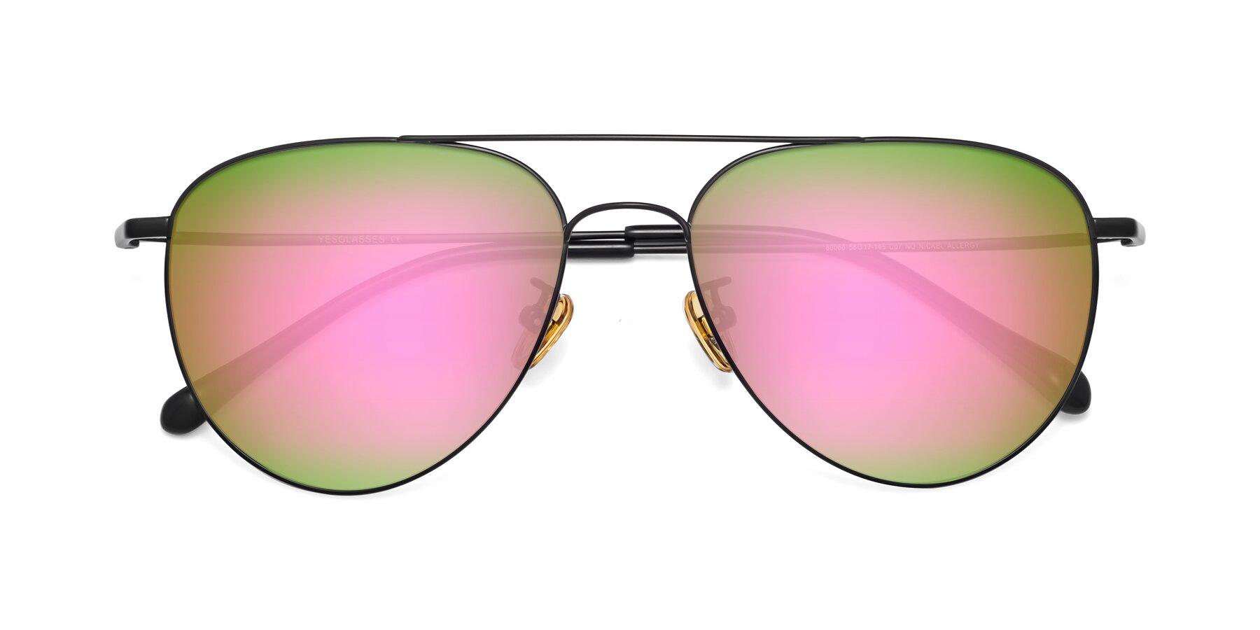 Folded Front of Hindley in Black with Pink Mirrored Lenses