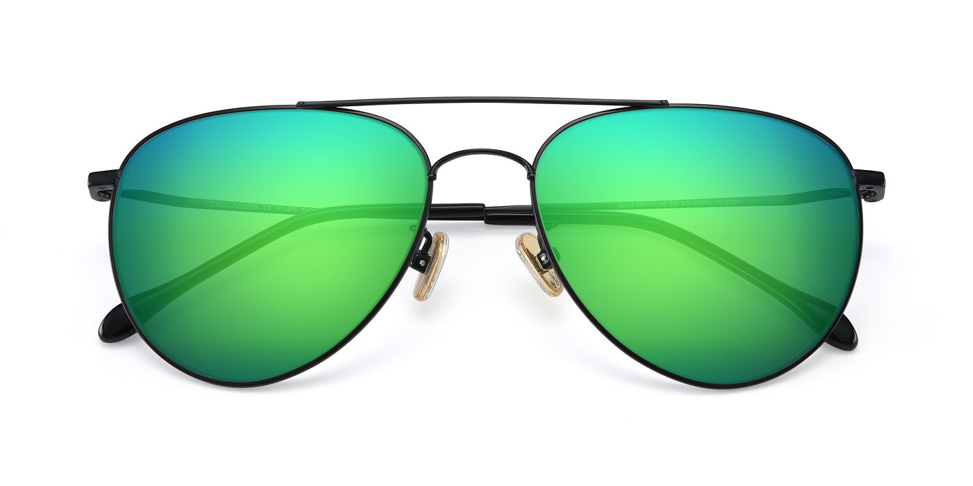 80060 - Black Flash Mirrored Sunglasses
