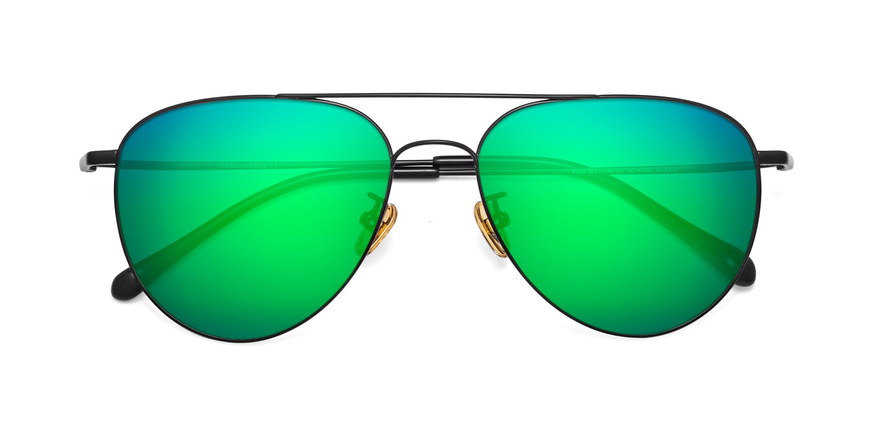 Folded Front of Hindley in Black with Green Mirrored Lenses