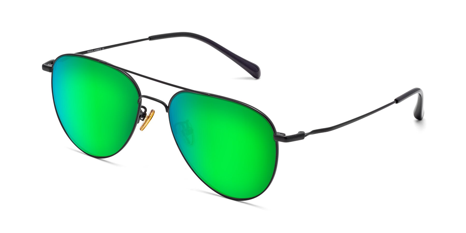 Angle of Hindley in Black with Green Mirrored Lenses