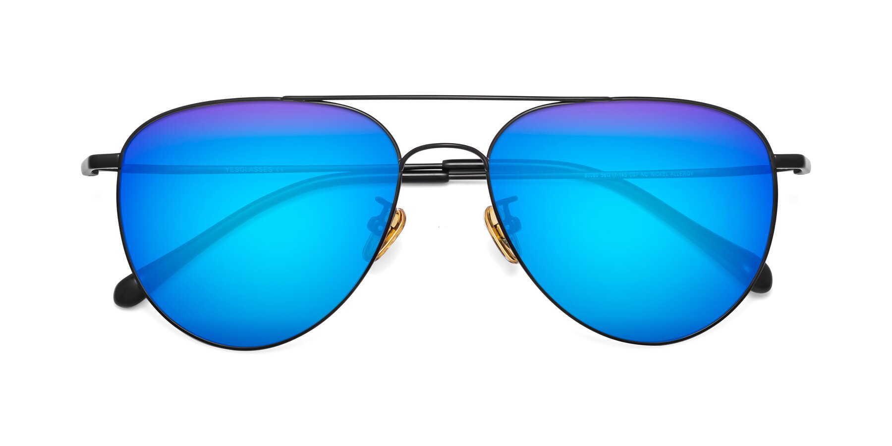 Folded Front of Hindley in Black with Blue Mirrored Lenses