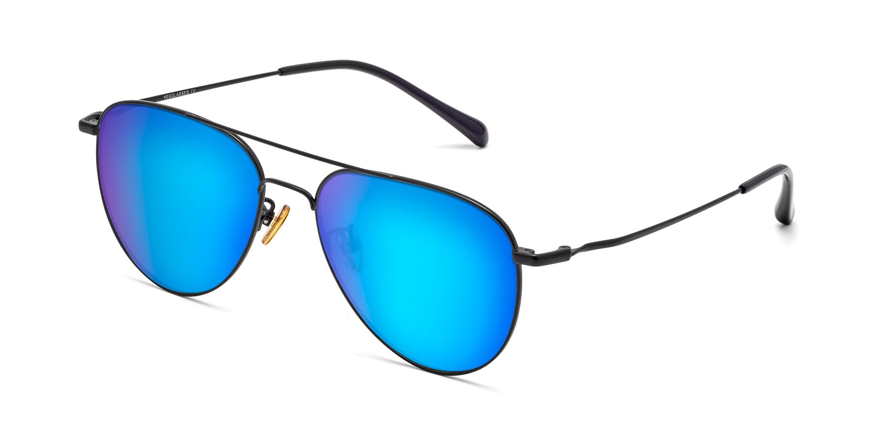 Angle of Hindley in Black with Blue Mirrored Lenses