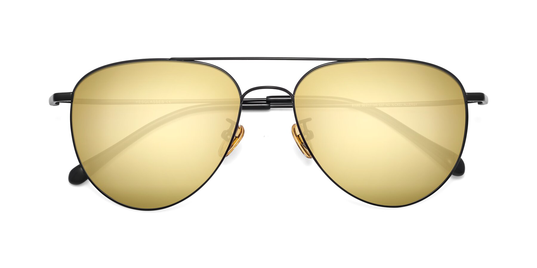 Folded Front of Hindley in Black with Gold Mirrored Lenses