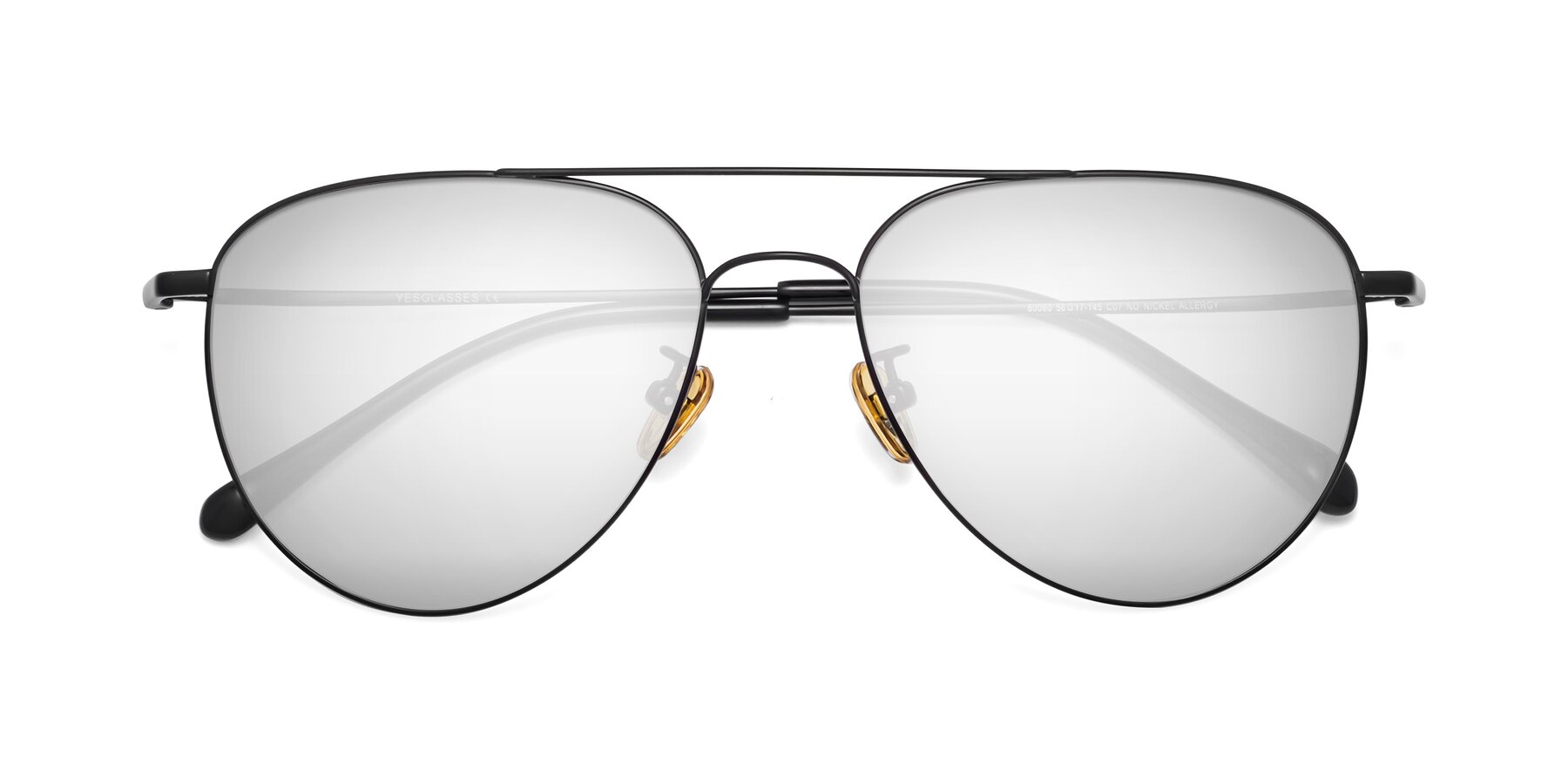 Folded Front of Hindley in Black with Silver Mirrored Lenses